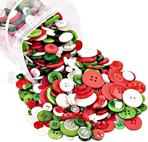 כפתורי 700 יחידות למלאכות, כפתורי צבע חג המולד בגודל מגוון לתפירה, ציור כפתור ידני לילדים, חג המולד,
