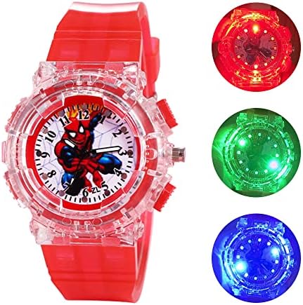 ילדי שעון, גיבור ילדים אנלוגי שעון עבור בני בנות, מתכוונן רצועת למידה זמן ילדי שעון יד עם 3 צבעים מהבהב,