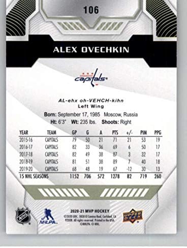 2020-21 UD MVP הוקי 106 ALEX OVECHKIN WASH CASTEL