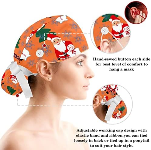 אחות לשפשף כובעי שיער ארוך, עץ חג המולד של ריבבורן כובע עבודה מתכוונן עם כפתורים ושיער קשת סקראנצ'י