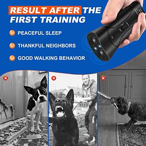 מכשיר Aubnico Anti Barking, 3 מצב משודרג חיישן כפול מכשיר לבקרת נביחות כלבים, טווח 33ft טווח אולטרה סאונד כלבים