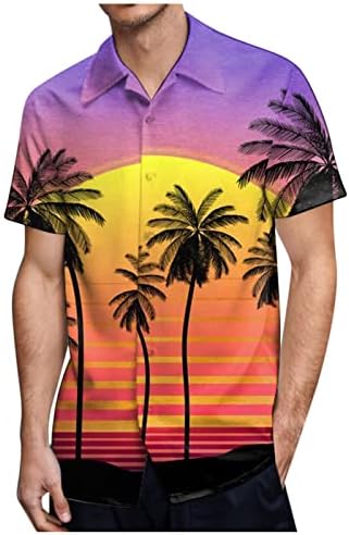 חולצה הוואי לגברים רזה מתאימים כפתור גרפי וינטג 'למטה חולצות באולינג