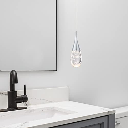 Joollysun אור תליון מיני יחיד: תקרת LED לעומק מודרנית גופי אורות תלייה עם גביש בועה לחדר אמבטיה חדר