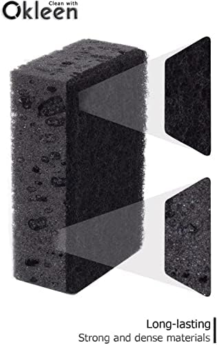 ספוגי קרצוף שחור של אוקלין. מיוצר באירופה. 9 חבילה, 4.3x2.8x1.4 אינץ '. חובה כבדה וסיבים שאינם שריטות. ספוגי