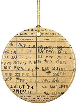 אביזרים טעימים רביית וינטג 'ספרייה חותמת כרטיס תאריך תאריך תעריף עץ חג המולד קישוט ספרן ספרן ביבליופיל
