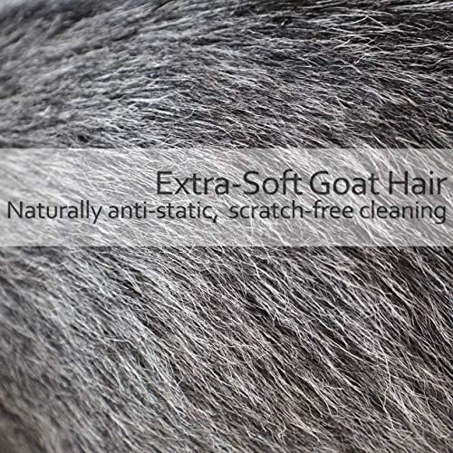 מברשת אבק שיער של עיזים מחדש עם ידית Beechwood משומנת, 5-1/8 אינץ ', שחור
