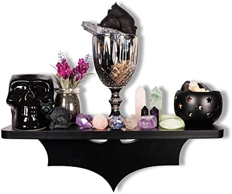 מדף עטלף תפאורה גותית - מדף חדר שינה גותי - מתנות לעיצוב בית מפחיד - מדף צף עם ווים - מדפי קיר מגניבים