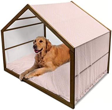 Ambesonne Abstract Moden Dog House, מוטיבים גיאומטריים של מראה פסיפס מודרני, מלונה כלבים ניידת מקורה