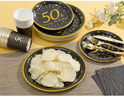 צלחות יום הולדת 50 ומפיות וכוסות מגיש מגיש 30 צלחות נייר של 9 צלחות נייר 7 צלחות נייר קינוח 9