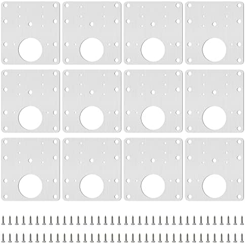 צלחת תיקון ציר של Ufurmate, 12 יחידות ציר נירוסטה צלחות לוחות ערכות ערכות ארון ציר ציר ציר צירים סד תקנה