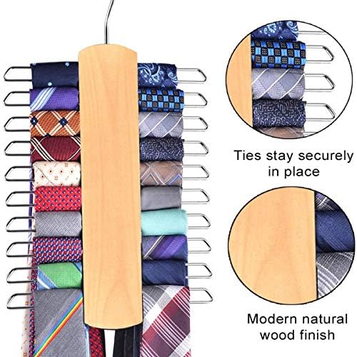 CHDHALTD מתלה עניבת עץ טבעי 20 בר מארגן קולב אביזרים של חגורת חגורת, מתלים מארגן ארון בגדים למכנסי בגדים