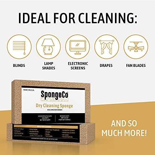 Spongeco - ניקוי יבש מחק פיח ספוג - שיער לחיות מחמד, עשן, פיח, אבק ומסיר עפר - 3x6x3/4