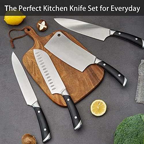18-חתיכות מטבח סכין בלוק עם סכינים, שיטה עץ סכין ארגונית עם חיתוך לוח השיש, גדול סכין מתלה מחזיק עבור מספריים
