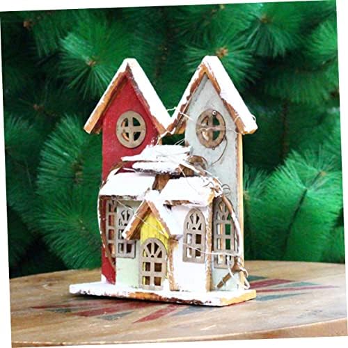 Besportble 1 pc זוהר בקתת פסל תפאורה עיצוב עבודת דקור para mesa de חג המולד מעץ וילה דוגמנית חג המולד House