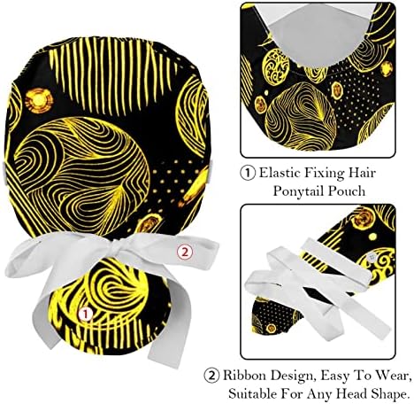 2 חבילות כובע עבודה של נשים עם כפתורים סרט קושרים קשירה אחורה של פסי נמר קמש