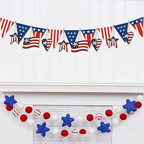 קישוט אהבה פנטגרמות אמריקאיות יום דגל תליה עצמאות קיר תלוי 9 רגל סוללת גרלנד מנוהלת