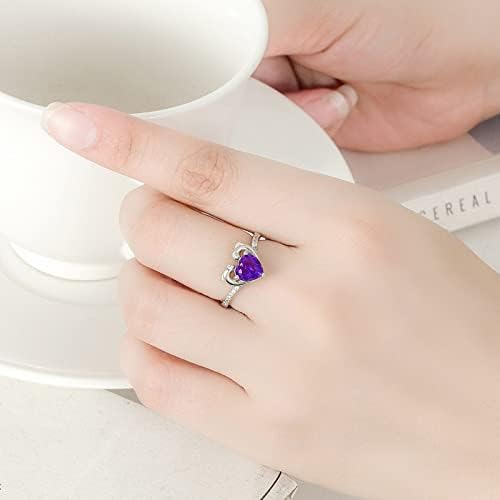 טבעות נשים בגודל 7 טבעת הבטחת יהלום טבעי בזהב סטרלינג כסף מוצק לנשים בנות מתנה תכשיטים אבן לידה ליום השנה שלה לחתונה