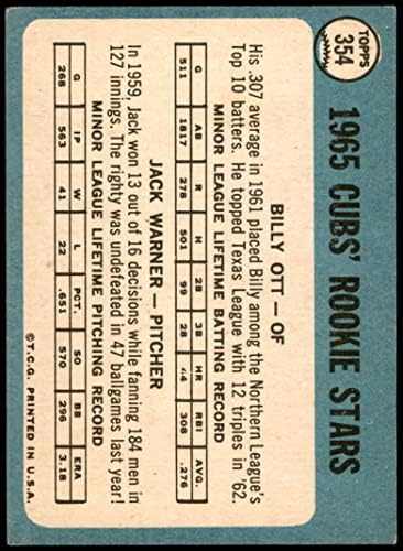 1965 Topps 354 קאבס טירונים בילי אוט/ג'ק וורנר שיקגו קאבס אקס/MT קאבס