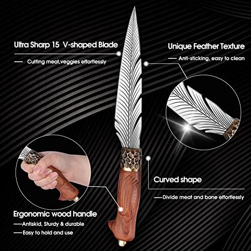 סכין חיצונית רב -שימושית מוזהבת וסכין נוצה ויקינג