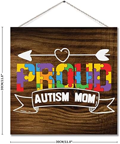 אוטיזם גאה אמא ​​חץ עץ שלט עץ אוטיזם שלט מודעות חתיכת פאזל תמיכה אוטיסטית תמיכה כפרית ביתית דקורטיבית
