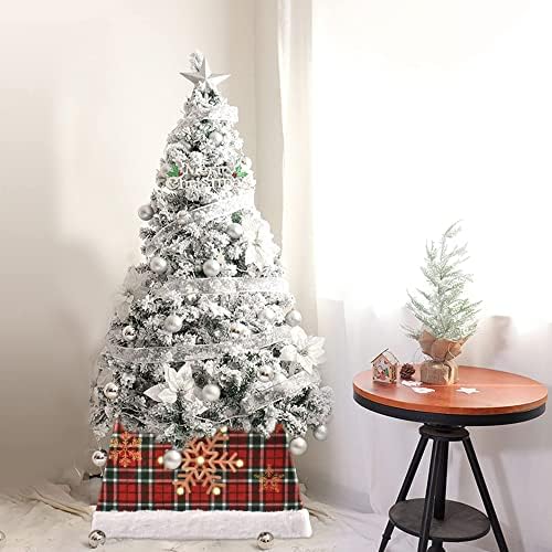 צווארון עץ חג המולד צווארון 25 אינץ 'חצאית מרובעת בדים לעצים מלאכותיים לחג חג המולד עיצוב בית חג המולד