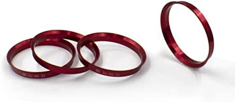 חלקי אביזרי גלגלים סט של 4 טבעת מרכזית טבעת 72.56 ממ OD עד 64.1 ממ מזהה רכזת, מתכת אדומה