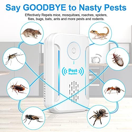 2023 משודרג קולי הדברה דוחה, אלקטרוני באג דוחה לחבר 6 חבילות, מקורה הדברה עבור חרקים, מקק, עכברים,