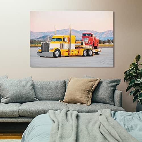 מגניב פוסטרים עבור חבר ' ה שינה צהוב חצי גדול אסדה דיזל תחבורה משאית קיר תפאורה אמנות הדפסת פוסטר 1 בד
