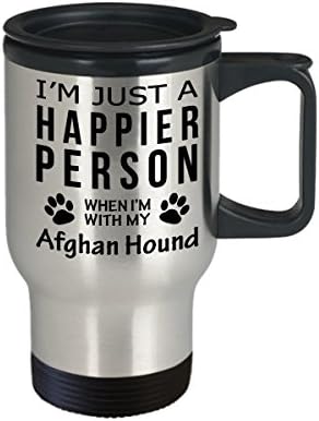 חובב כלבים טיול ספל קפה - אדם מאושר יותר עם כלב אפגני - מתנות הצלה בעלים