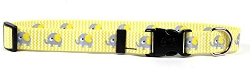 צהוב כלב עיצוב צהוב פילים כלב צווארון עם תג ארוך מזהה תג מערכת-קטן-3/4 ומתאים צוואר 10 כדי 14