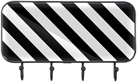 פס שחור לבן דפוס מעיל קיר קיר קיר, מתלה מעיל כניסה עם 4 חיבור לעיל מעיל גלימות ארנק מגבות חדר אמבטיה