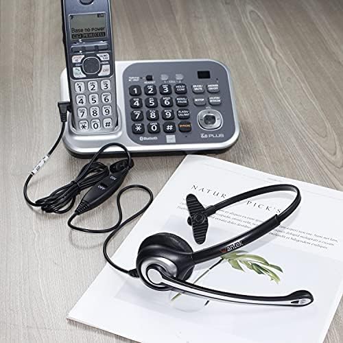 אוזניות טלפון 2.5 ממ עם פקדי ביטול רעשי מיקרופון ונפח, אוזניות טלפון תואמות לטלפונים של Panasonic DECT 6.0,