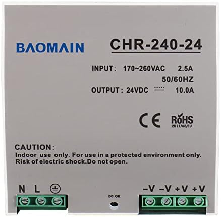 Baomain Din-Rail Switching ספק כוח AC ל- DC פלט יחיד 240W 24V 10.0 AMP CHR-240-24 לספירה רשומה