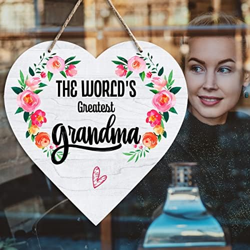 סבתא מתנות את סבתא הגדולה בעולם העץ התלוי בלב בצורת שלט עץ עץ כפרי תליוני קיר תליוני קיר נוכחים