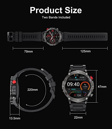 שעון חכם של Siemorl לאייפון אנדרואיד, תצוגת צבע 1.32 אינץ ', חיי סוללה של 14 יום, 19 מצבי ספורט,