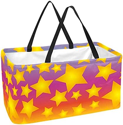 תיקי קונים 50L צבעים כיף כיף קופסת קניות מתקפלת על תיק מכולת עם ידיות, ניתן לשימוש חוזר