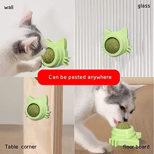 3 מארז כדורי חתול לחתולים קיר, צעצועי כדורי חתול, כדור אורגני אכיל מסתובב, להקל על חרדת חתול צעצועי