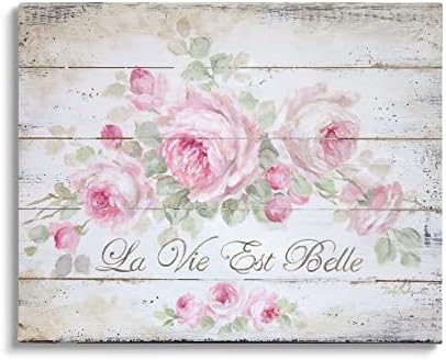 החיים של Stupell Industries הם ביטוי צרפתי יפה ורד כפרי, עיצוב מאת דבי קוליס
