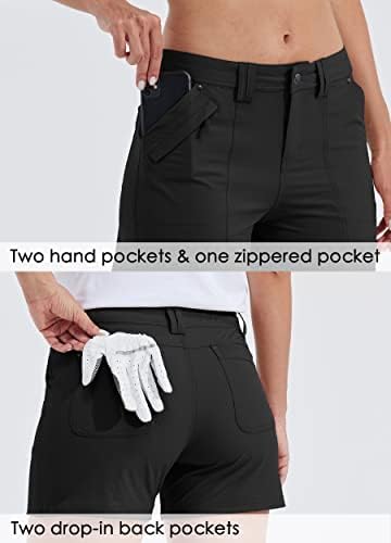 ויליט מכנסי טיול גולף לנשים קצרים מהיר של מכנסי קיץ מזדמנים יבש יבש עם כיסים עמידים במים 4.5
